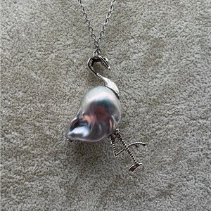 Sterling Silver Flamingo Pearl Pendant Necklace